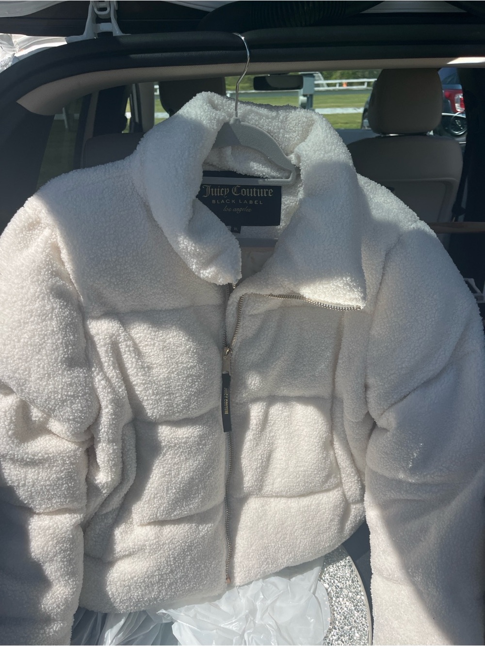 Juicy Couture Cream Plush Puffer Jacket